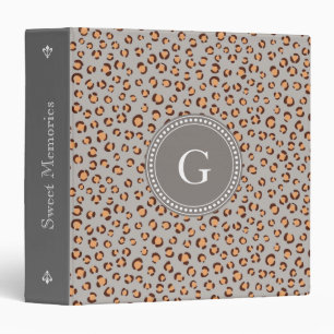 Classeur Monogramme brun orange coloré mignon d'impression