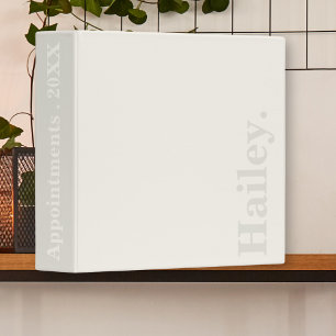 Classeur Monogramme Classic Élégant Minimal Ivory Blanc Nom