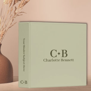 Classeur Monogramme Classic Élégant Vert Sage Minimal