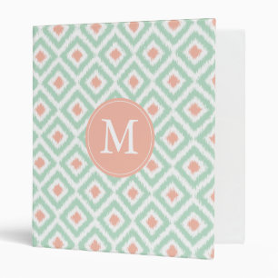 Classeur Monogramme Coral Mint Diamond Ikat Motif