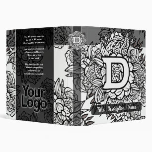 Classeur Monogramme D Floral Logo de la société Noir et Bla