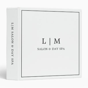 Classeur Monogramme d'affaires minimaliste noir et blanc