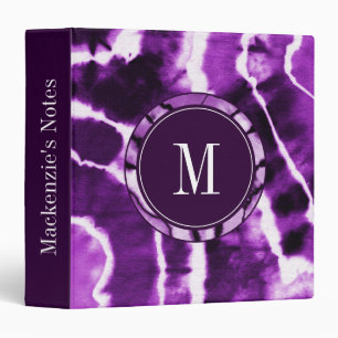 Classeur Monogramme d'aquarelle de teinture à Cool violet