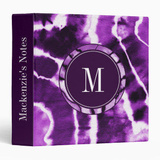 Classeur Monogramme d'aquarelle de teinture à Cool violet p