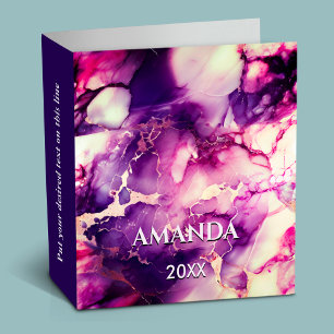 Classeur monogramme d'art en marbre chic à parties scintill