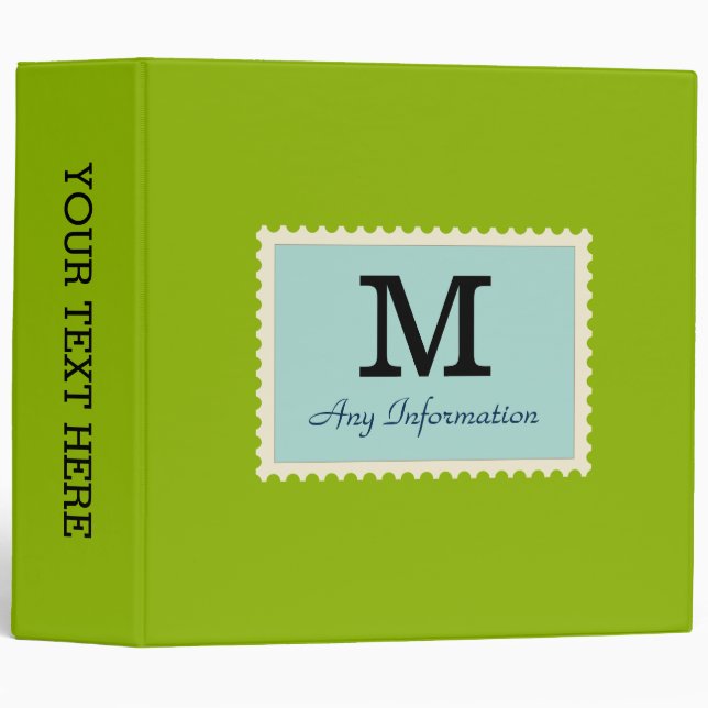 Classeur Monogramme de Arrière - plan vert à la pomme ordin (Devant/Côté)