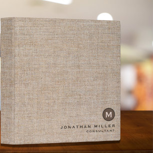 Classeur Monogramme de Burlap simple