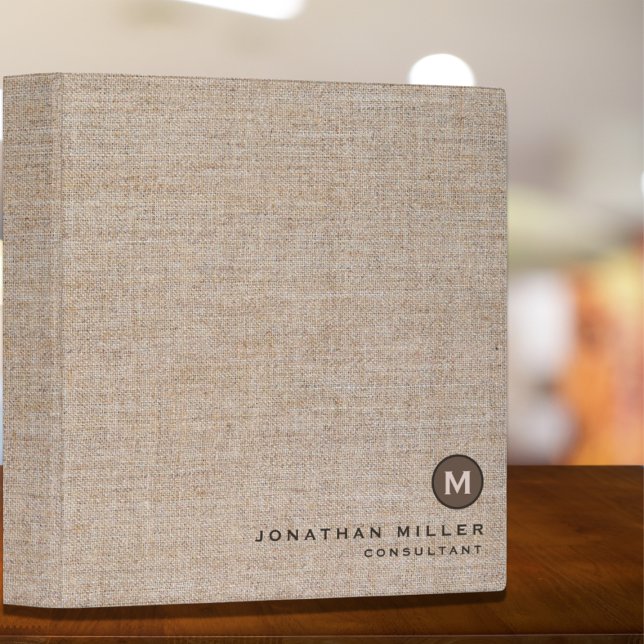 Classeur Monogramme de Burlap simple (Créateur téléchargé)