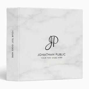 Classeur Monogramme de calligraphie aspect marbre élégant