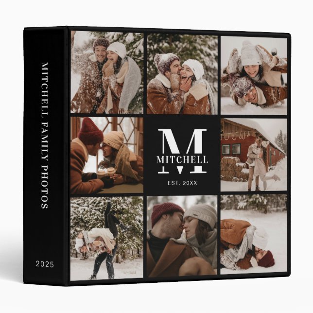Classeur Monogramme de famille moderne Photo Collage Album  (Devant/Côté)