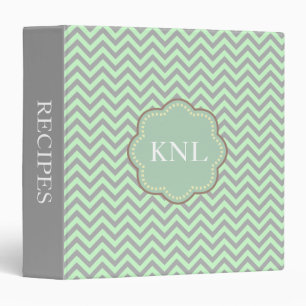 Classeur Monogramme de gris et de menthe de Chevron