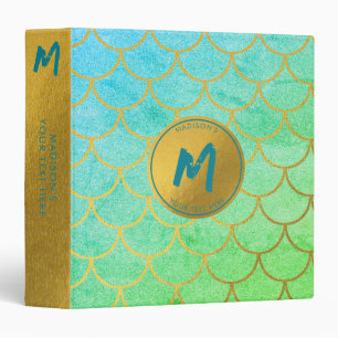 Classeur Monogramme de la sirène d'or Parties scintillant T