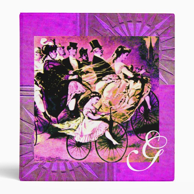 CLASSEUR MONOGRAMME DE MARIAGE DE VÉLO BLANC NOIR PURPLE (Devant)