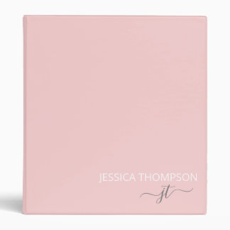 Classeur Monogramme de nom de script simple moderne rose ro