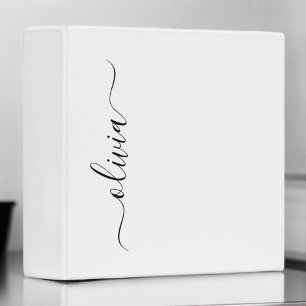 Classeur Monogramme de nom féminin écriture moderne noir bl