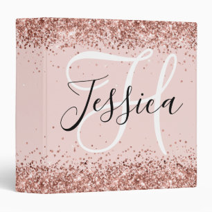 Classeur Monogramme de Parties scintillant or rose