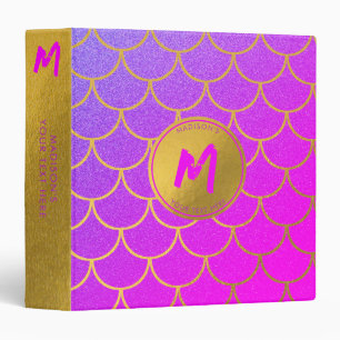 Classeur Monogramme de Parties scintillant rose violet or