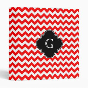 Classeur Monogramme de Quatrefoil noir blanc rouge clair Ch