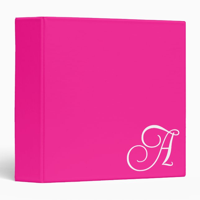 Classeur Monogramme de script de courbe rose chaud (Devant/Côté)