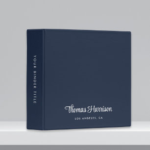 Classeur Monogramme de script de signature élégant Bleu