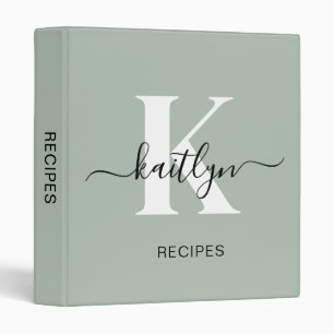 Classeur Monogramme de style moderne vert sauge
