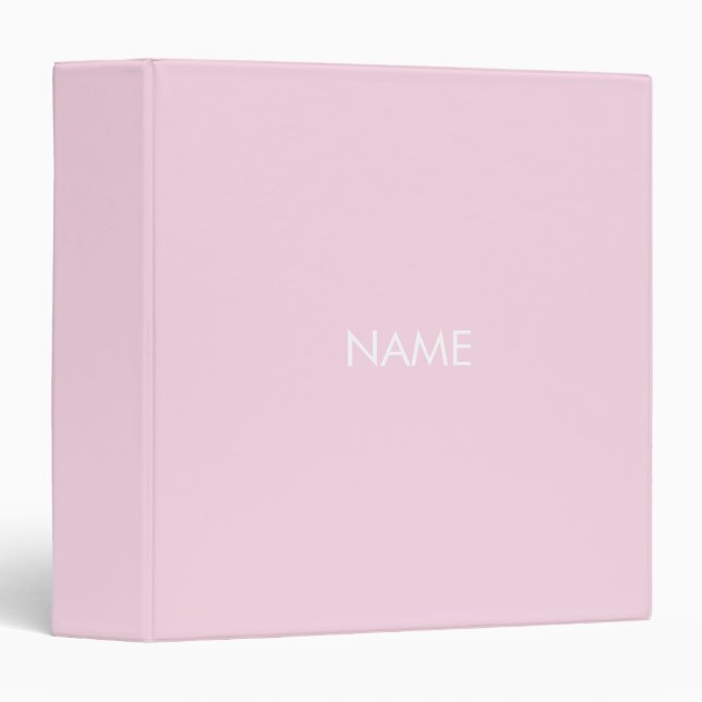 Classeur Monogramme de texte de nom personnalisé rose clair (Devant/Côté)