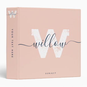 Classeur Monogramme de typographie de script rose pâle de l