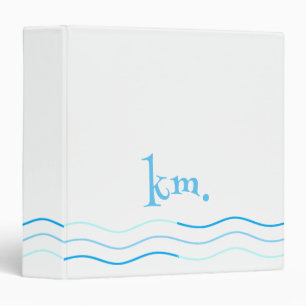 Classeur Monogramme des vagues bleues