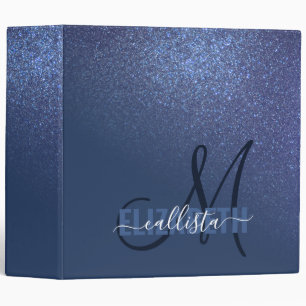 Classeur Monogramme diagonal de Parties scintillant bleue d