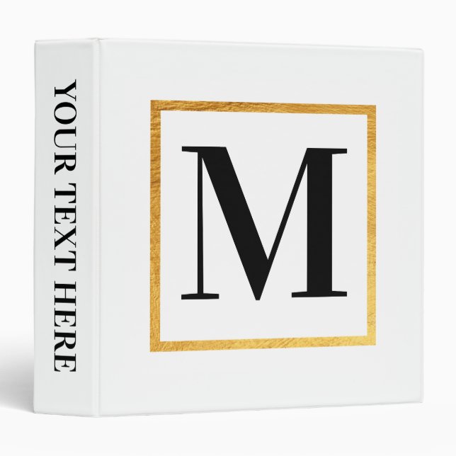 Classeur Monogramme d'or (Devant/Côté)