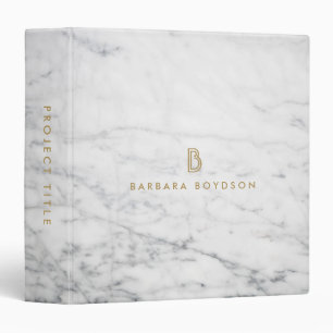 Classeur Monogramme d'or minimaliste Marbre blanc