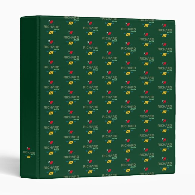 Classeur monogramme du joueur de golf partout sur le vert (Devant/Côté)