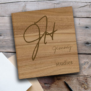 Classeur Monogramme écriture manuscrite Bois Brun Rustique