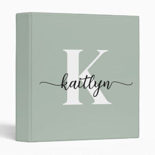 Classeur Monogramme écriture vert sauge