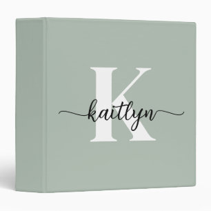 Classeur Monogramme écriture vert sauge