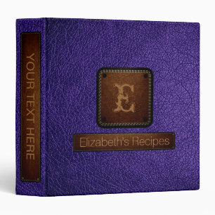 Classeur Monogramme élégant en cuir bleu magenta