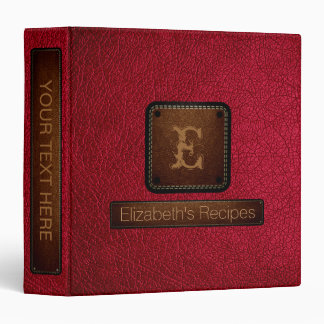 Classeur Monogramme élégant en cuir cramoisi de l'Alabama