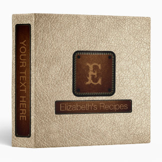 Classeur Monogramme élégant en cuir de bisque