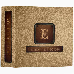 Classeur Monogramme élégant en cuir de bois de feu