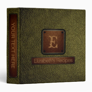 Classeur Monogramme élégant en cuir de bronze antique