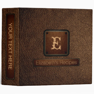 Classeur monogramme élégant en cuir de Brun-nez