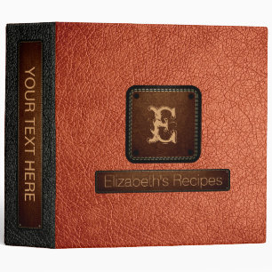 Classeur Monogramme élégant en cuir de Sienne brûlé