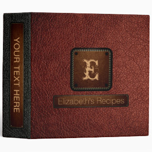 Classeur Monogramme élégant en cuir d'ombre brûlé