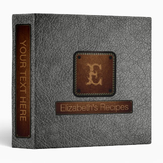 Classeur Monogramme élégant en cuir gris de cuirassé