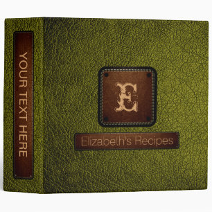 Classeur Monogramme élégant en cuir jaune bronze