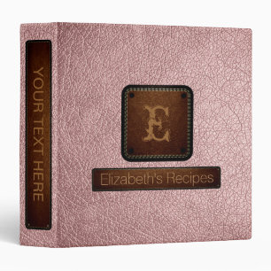 Classeur Monogramme élégant en cuir rose bébé