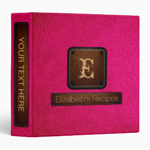 Classeur Monogramme élégant en cuir rose clair