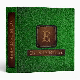 Classeur Monogramme élégant en cuir vert