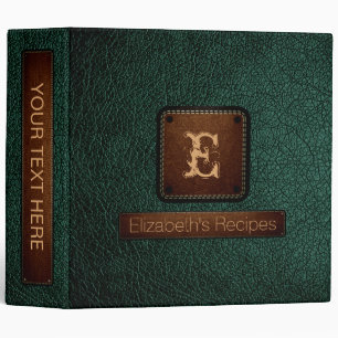 Classeur Monogramme élégant en cuir vert Brunswick