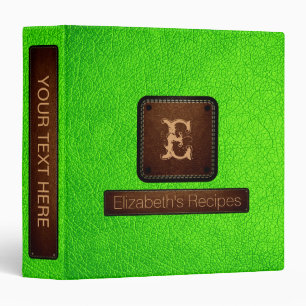 Classeur Monogramme élégant en cuir vert clair